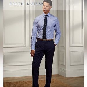 Ralph Lauren Falcon Lauren 100% Wool Dress Pants Navy Pleated 36R